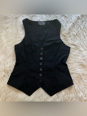 By Anthropologie Sleeveless Buttondown Waistcoat Vest Top Black Women's Size M